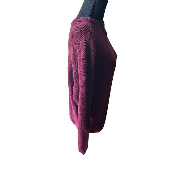 Chaps Ralph Lauren Maroon Crewneck Sweater – Herringbone Knit & Crest Logo - Picture 6 of 7
